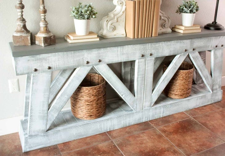 Super slim distressed DIY console table