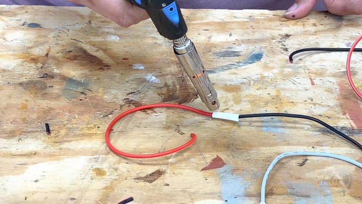 using the BErnzomatic detail torch as a heat gun to heat shrink tubing