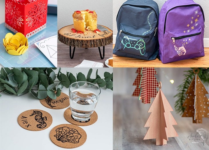 collage of projects made using the Cricut Maker