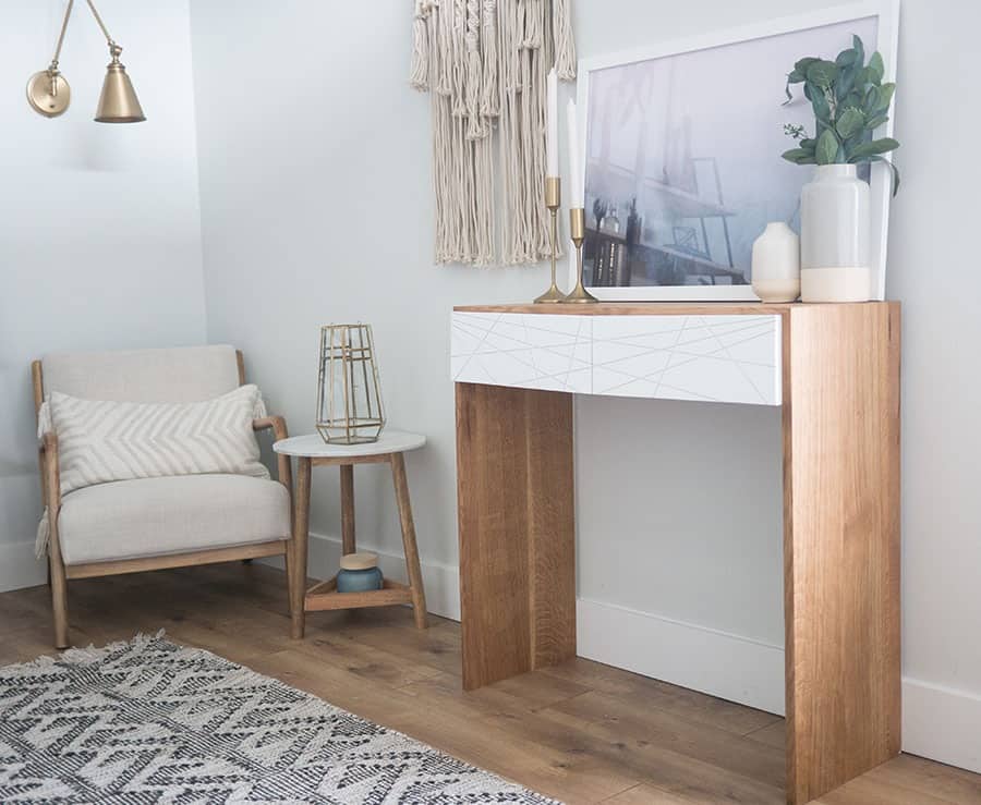 console table with waterfall edge