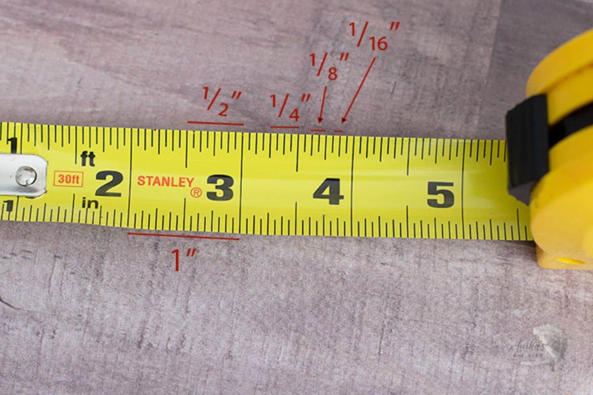 tape measure units and lines marked.