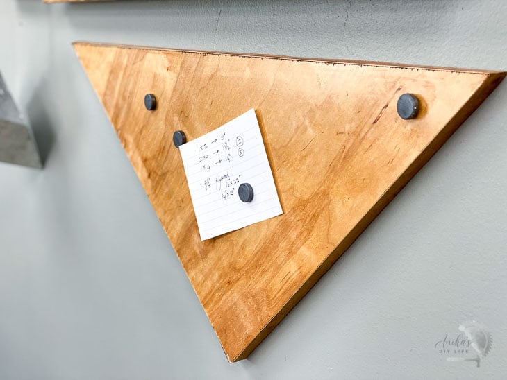 Close up of the magnetic plywood.