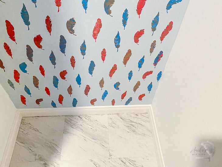 colorful Stenciled wall closet