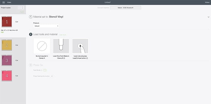 settings for cutting Cricut stencil vinyl
