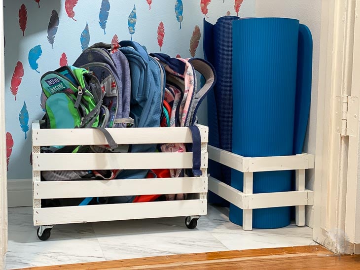 organization at the bottom of a coat closet