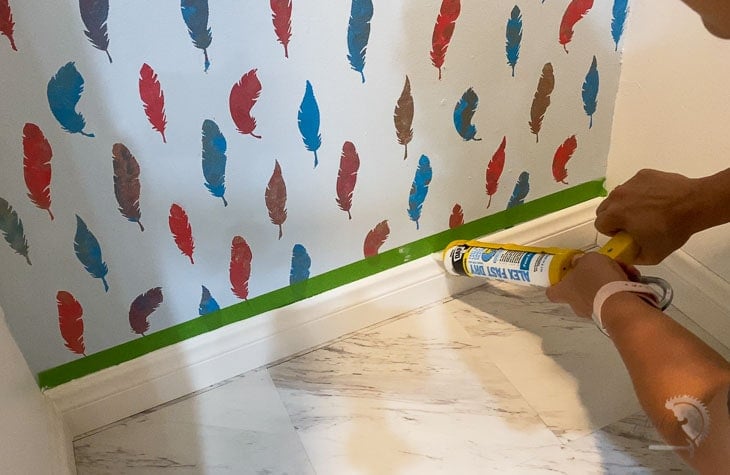 using a masking tape for the perfect caulking line