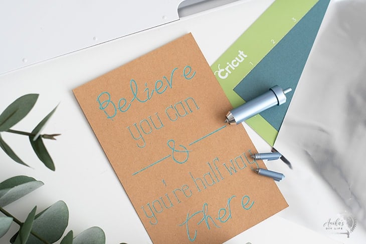 Foil transfer quote on Kraftboard using Cricut
