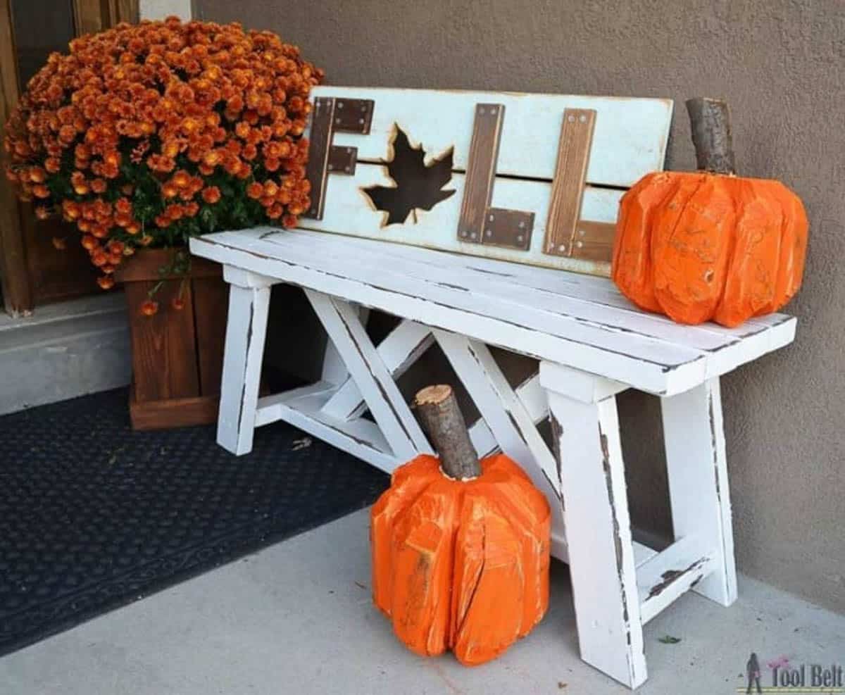 Carved wood pumpkins