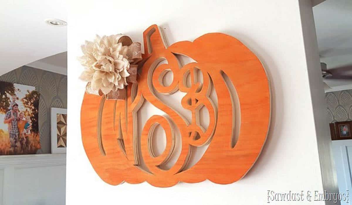 Monogram pumpkin painted orange