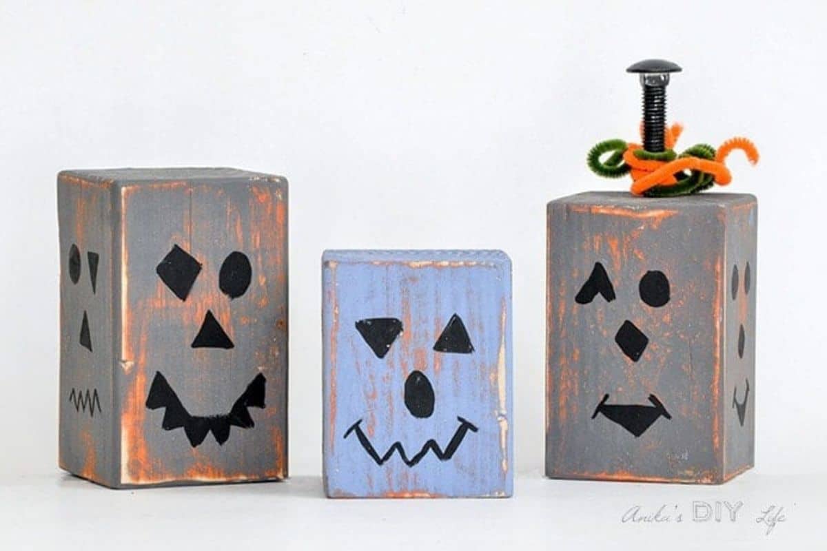 Wood pumpkins made out of 4X4s