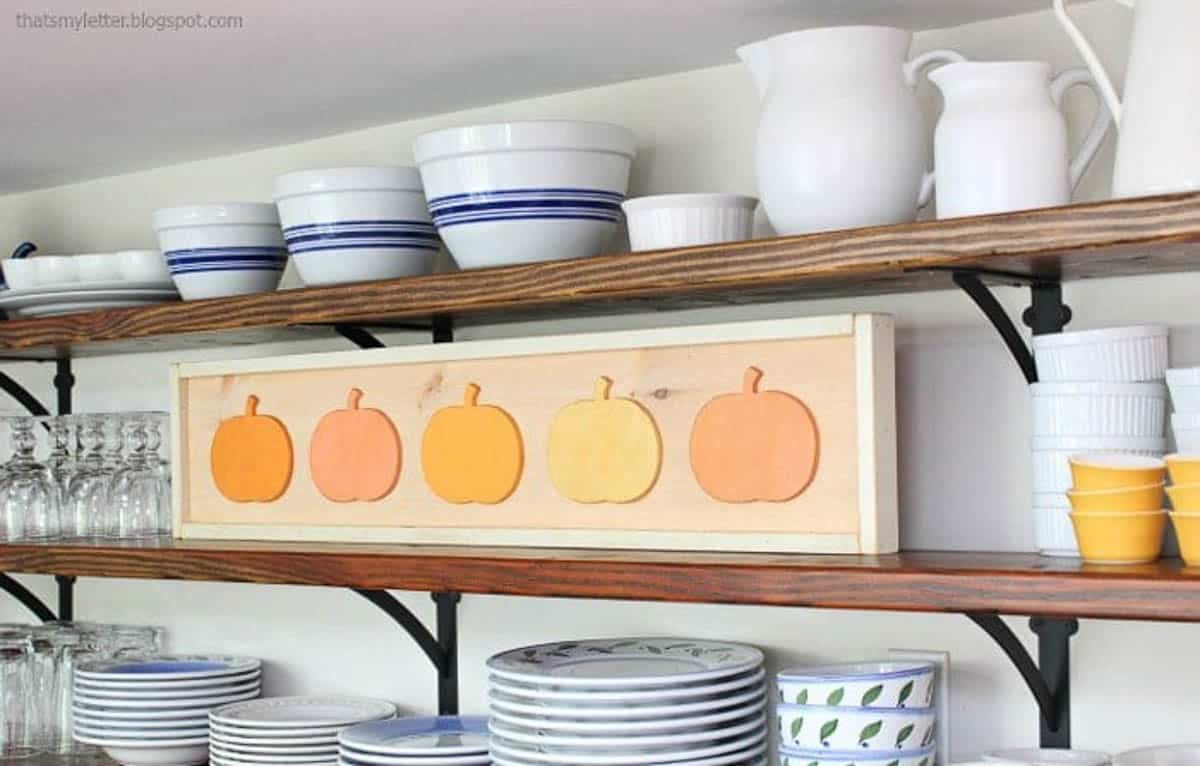 framed wood pumpkins