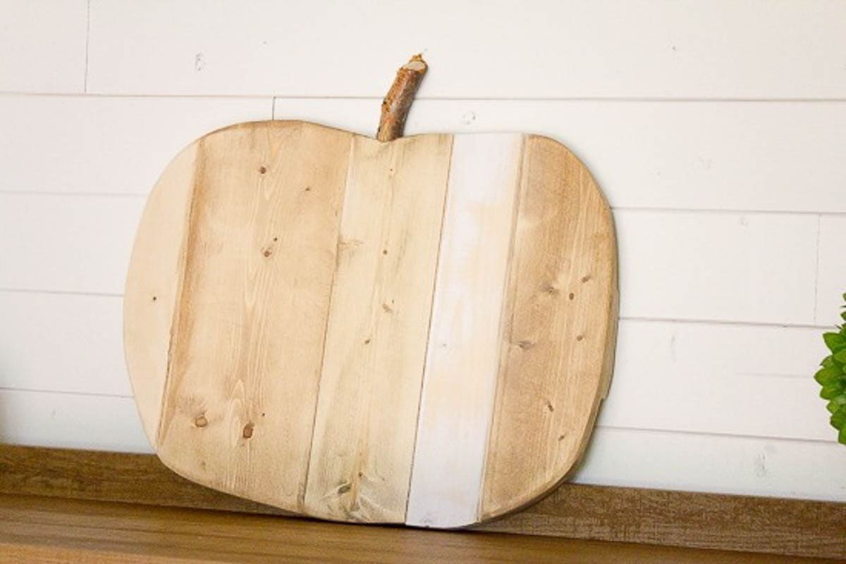 scrap wood pumpkin with natural finish