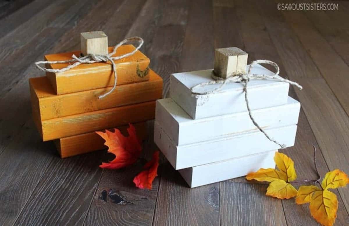 wood pumpkin ideas made from 2X4s