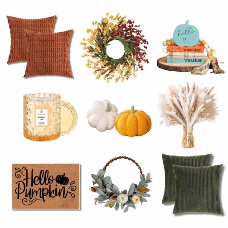 image collage of nine classy fall decor items