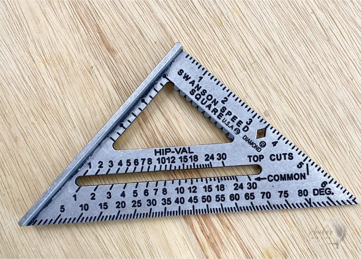 Speed square on a workbench 
