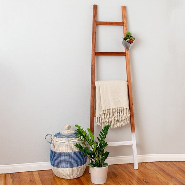 Learn how to make an easy DIY blanket ladder using only 2 power tools! Build it in under an hour with the step by step plans and video!