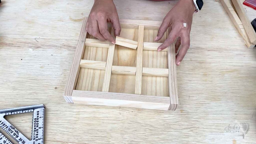Dry fitting the pieces for the Tic Tac Toe game