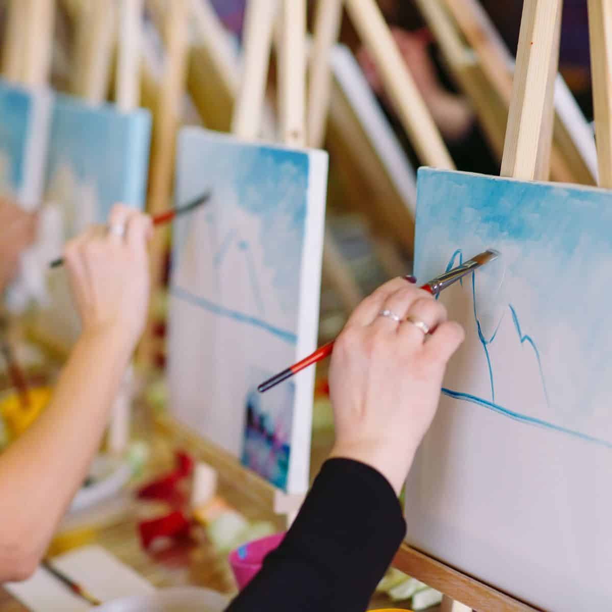 people in an art class