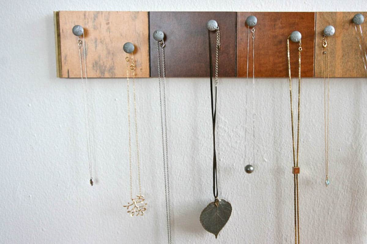 necklace holder made from scrap wood