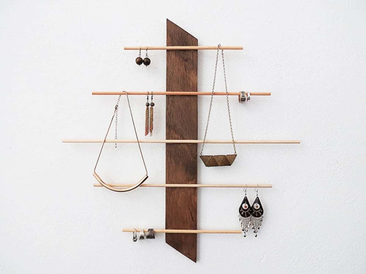 Modern wall jewelry holder made from wood