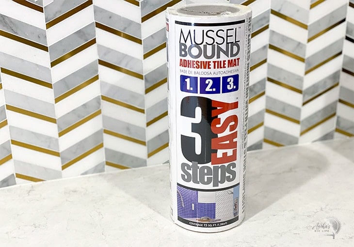 musselbound adhesive tile mat in the kitchen