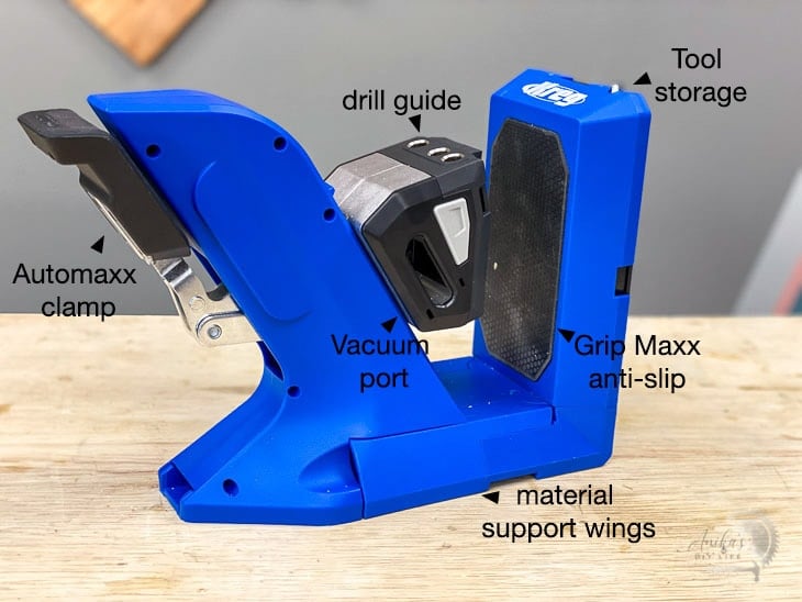 parts of a kreg jig 720 labeled