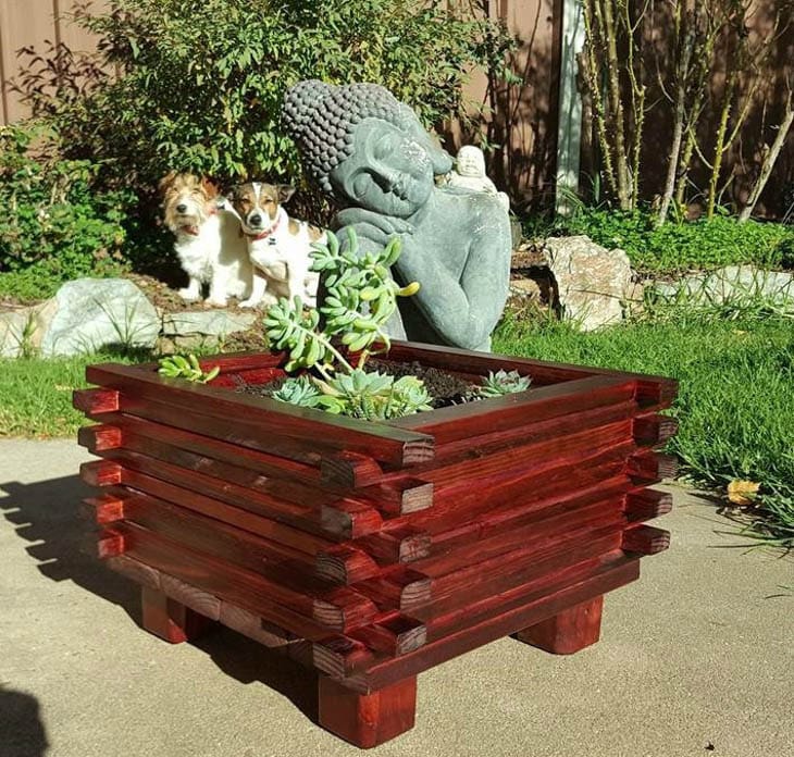 stacked planter made from scrap wood