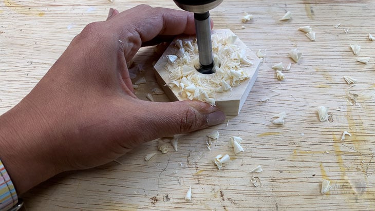 making hole in the hexagon with a forstener bit