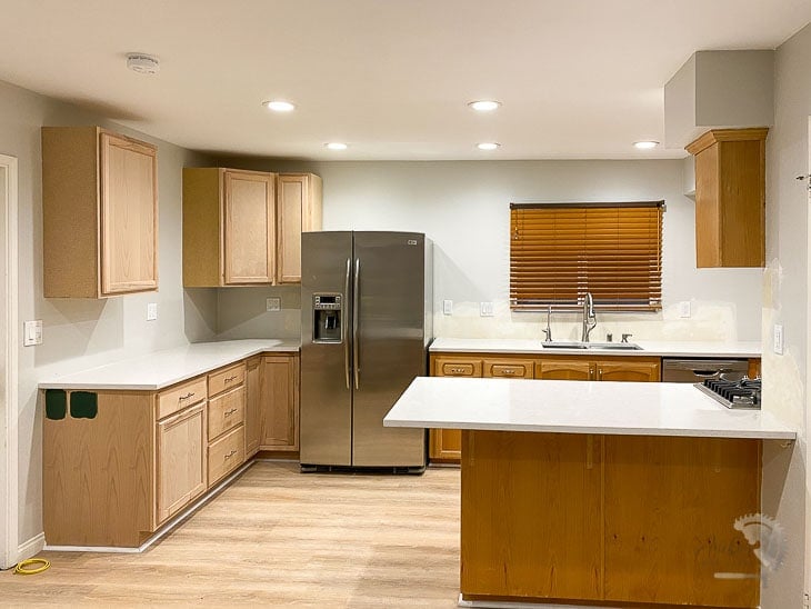 upper cabinets installed in a k