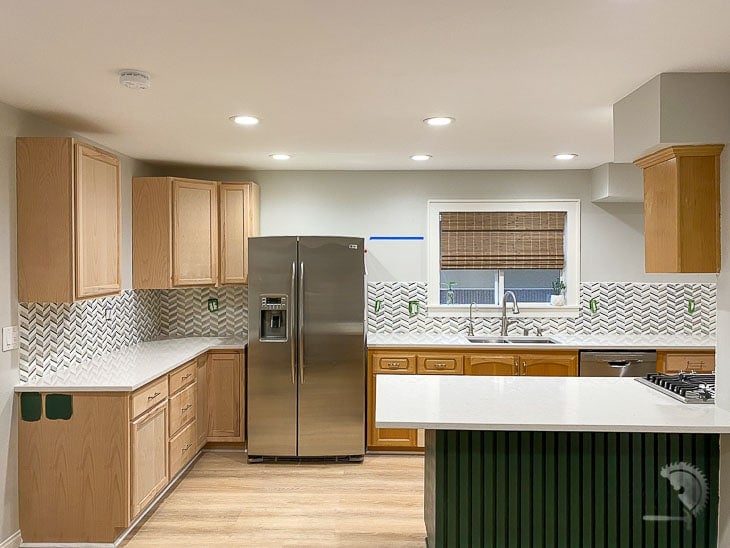 backsplash installed in kitchen