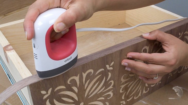 applying edge banding to the drawer