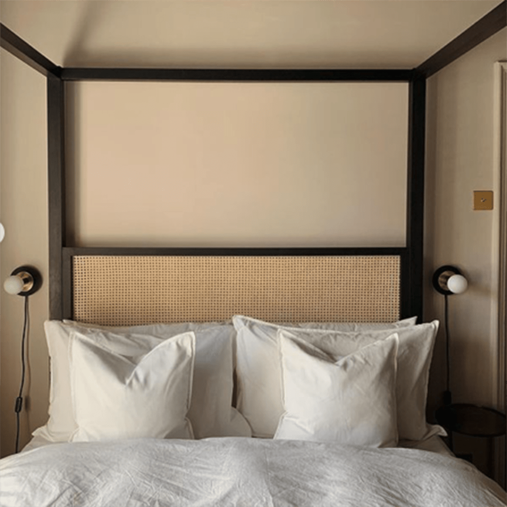canopy bed with cane webbing headboard