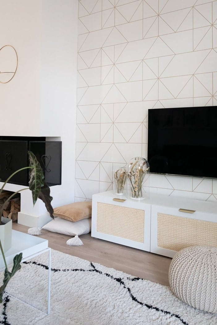ikea hack storage console with cane webbing drawers