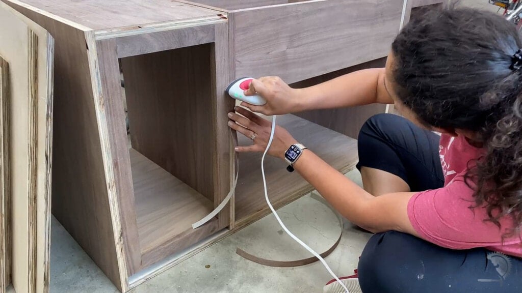 Applying edge-banding to the console table