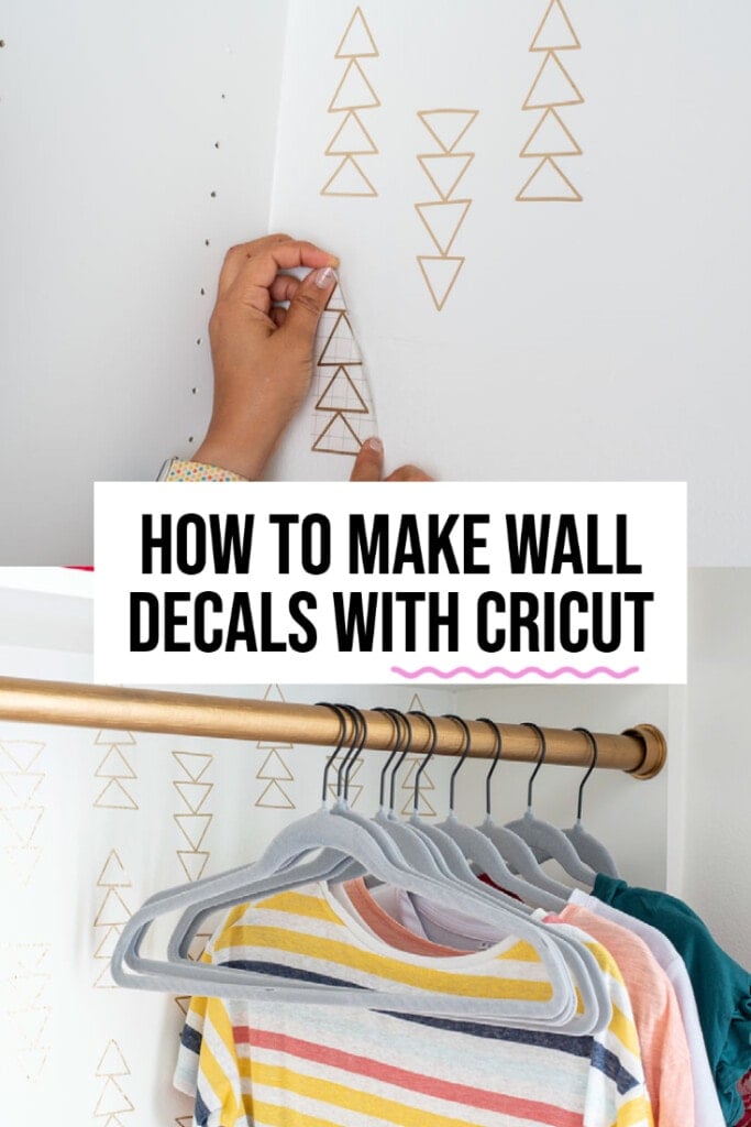 collage of applying wall decal and final result - with text overlay.