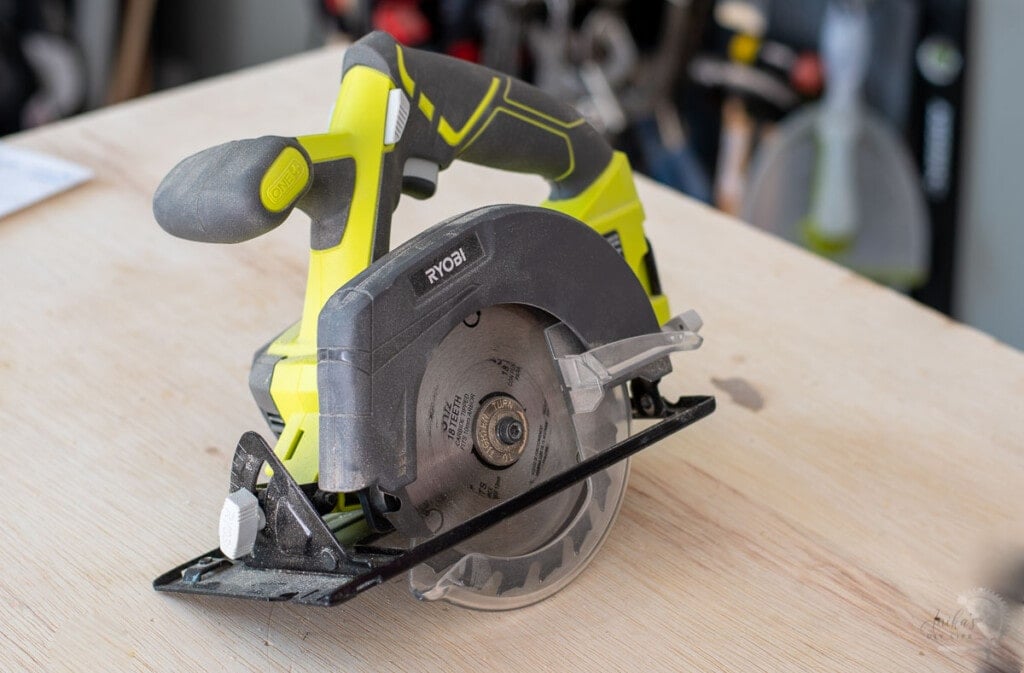 circular saw on workbench