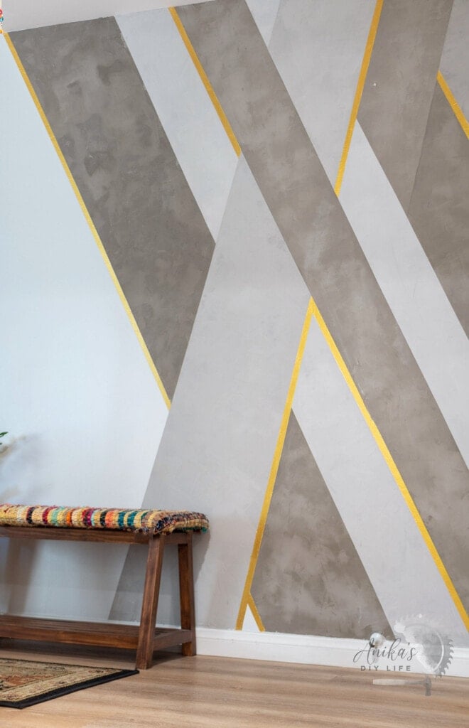 Full DIY concrete accent wall in an entryway