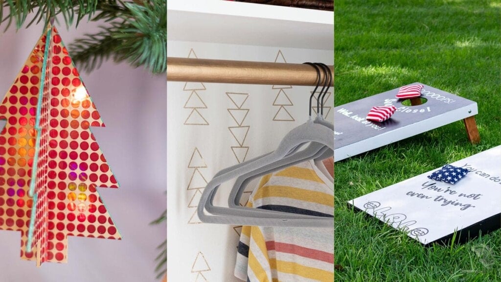 collage of projects using Cricut vinyl