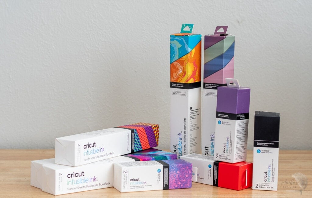 Infusible ink packages on a table