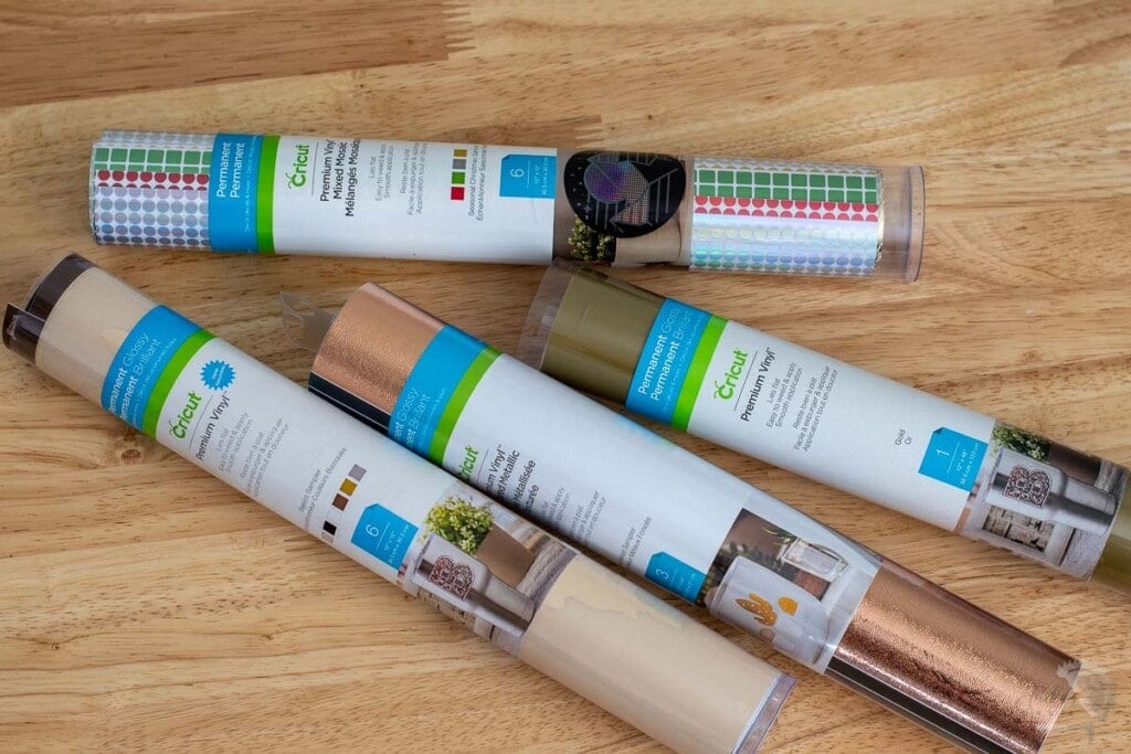 rolls of permanent vinyl on table