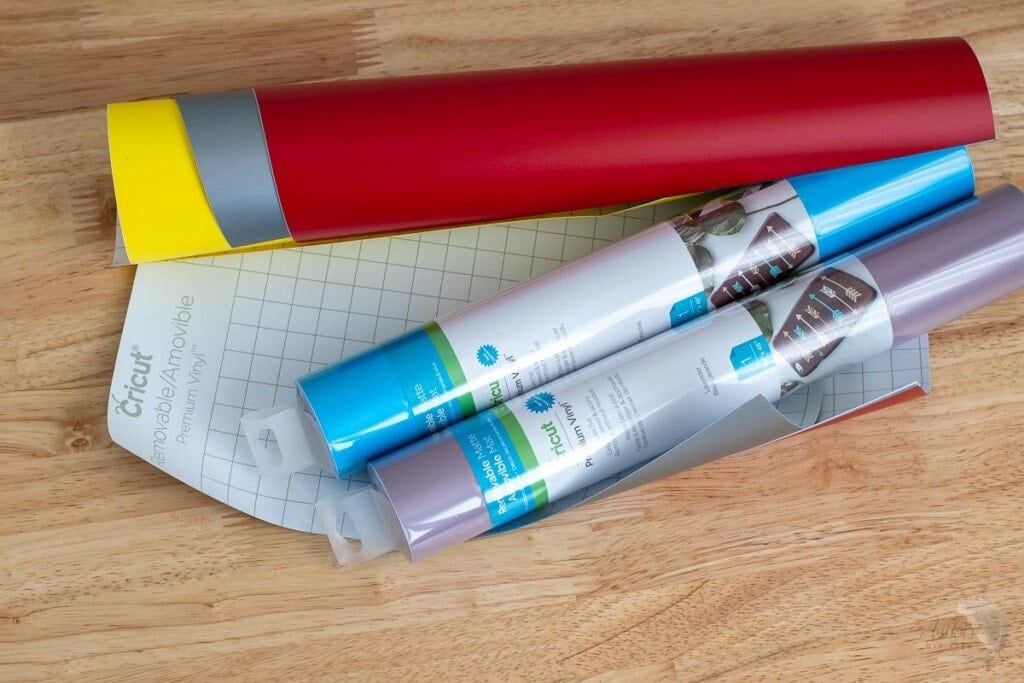 rolls of removable vinyl on table