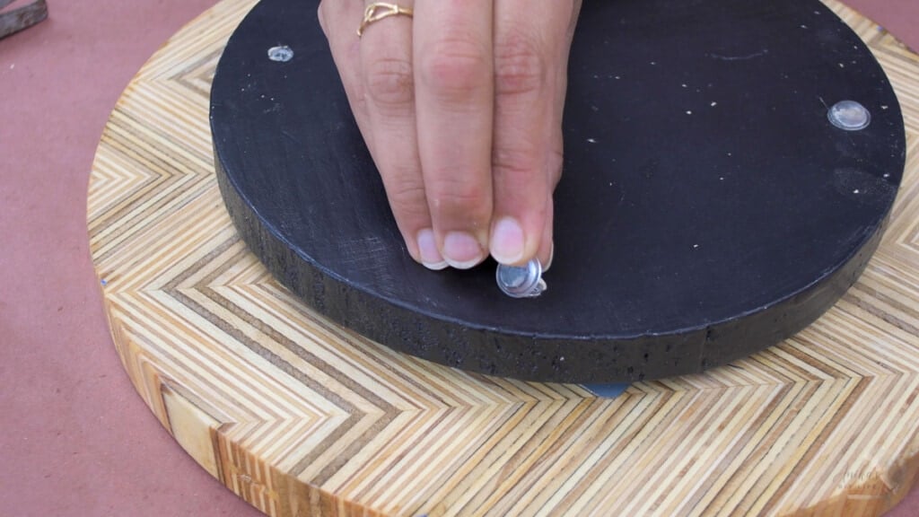 attaching vinyl bumpers to the lazy susan