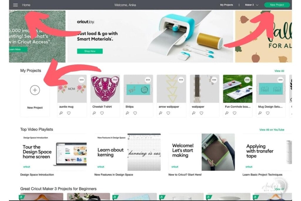screenshot of how to open a canvas in Cricut Design Space