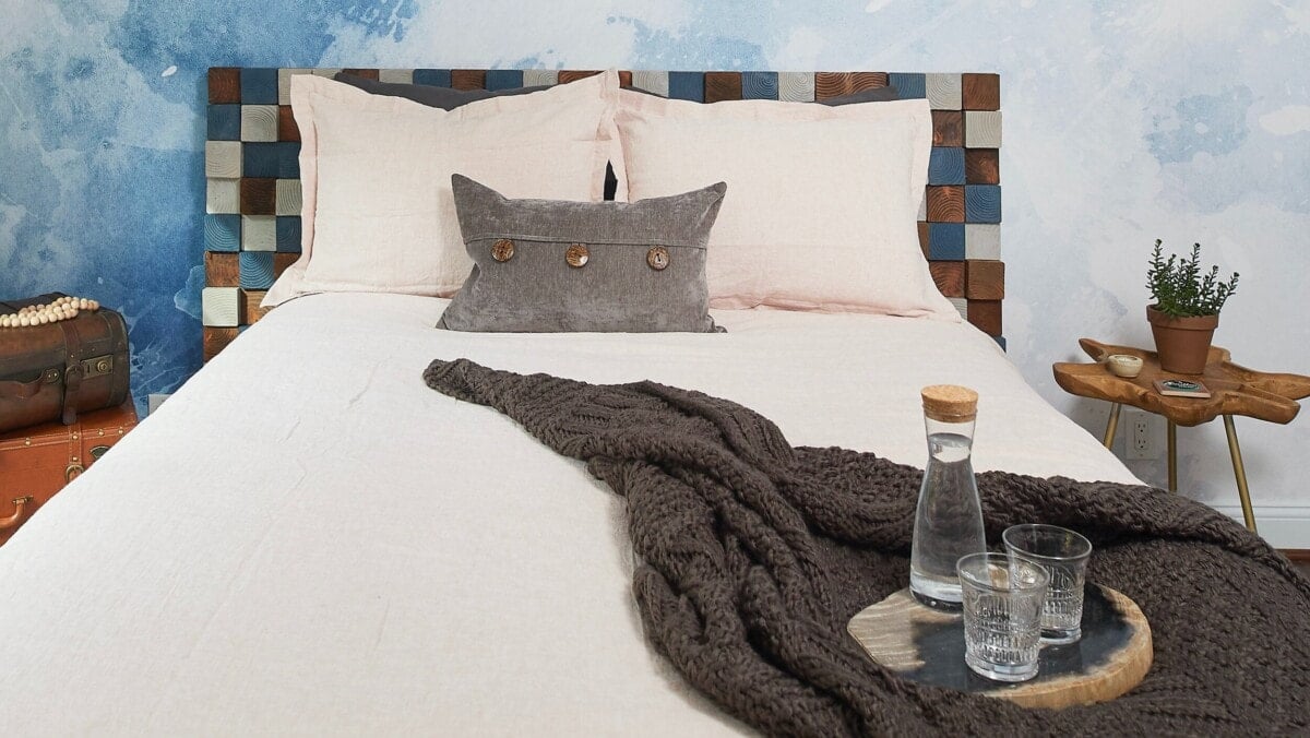 wood block headboard