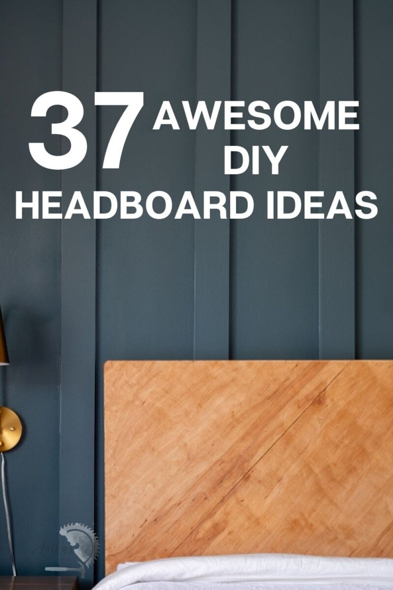 image of plywood headboard with text overlay 