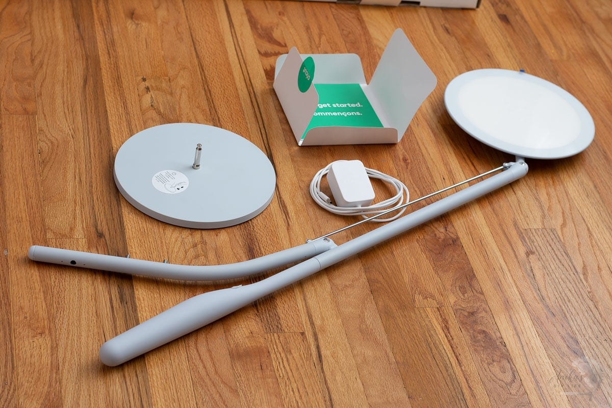 Cricut Bright 360 unboxing - light parts on the floor.