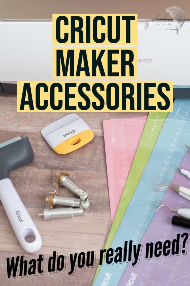 Cricut Maker accessories on a table with text overlay