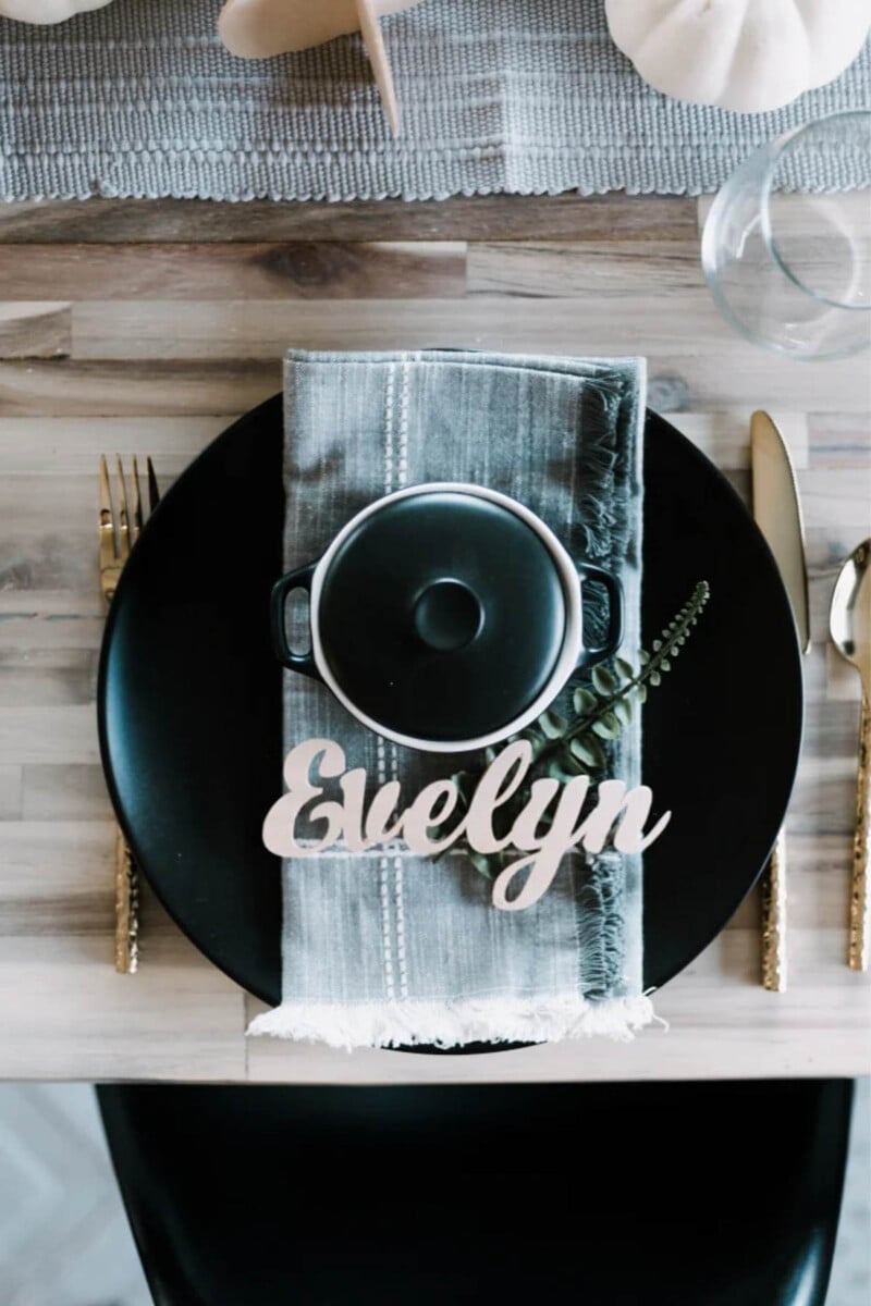 Cricut wood project idea name place setting