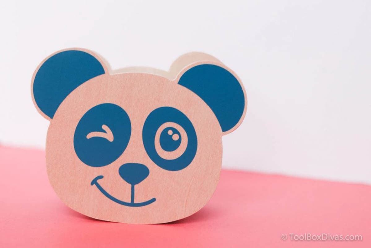 Pink and blue piggy bank Cricut wood project idea