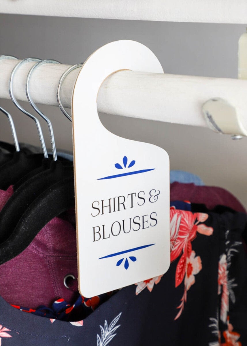 Cricut wood project idea for hanging closet dividers